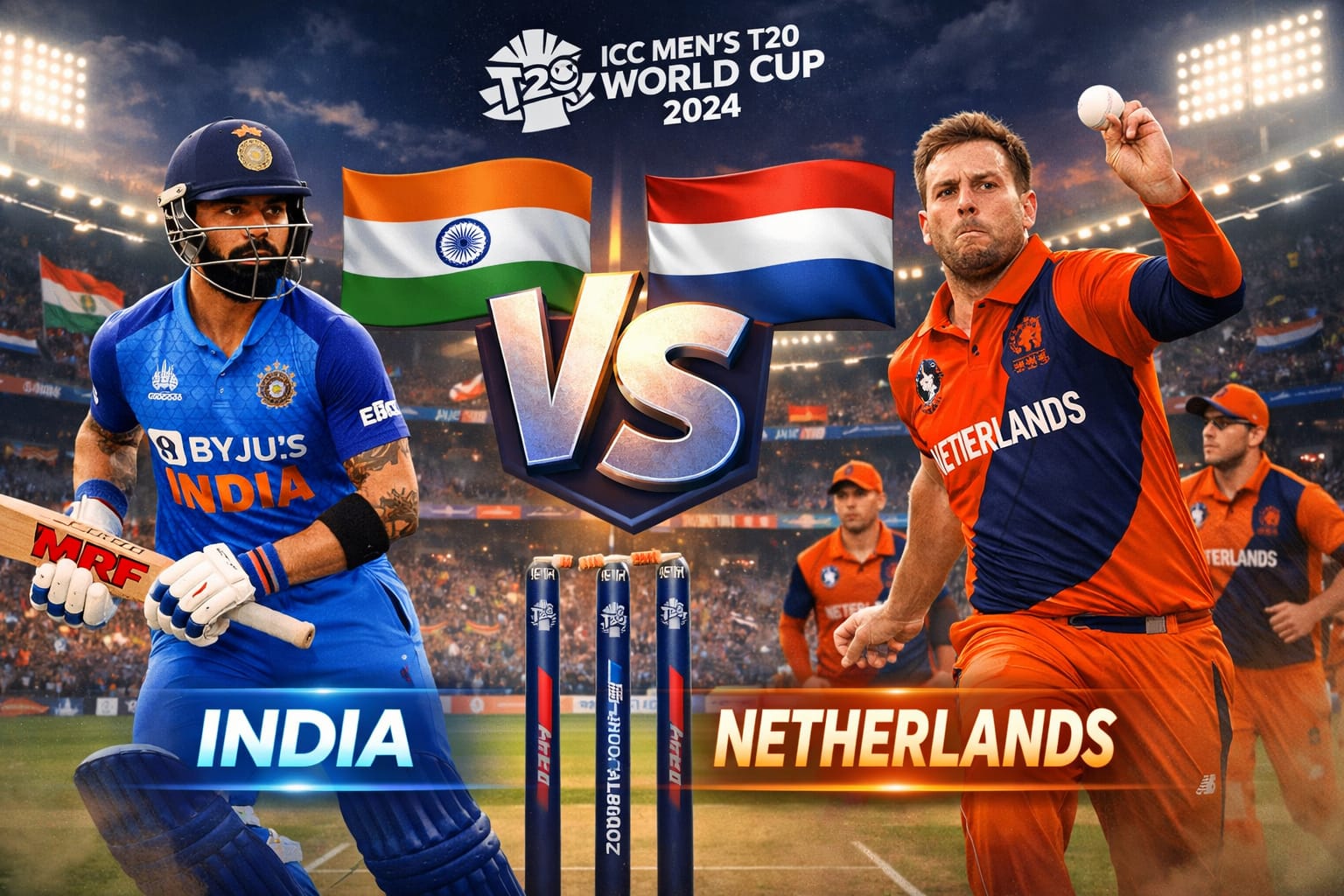 IND vs Netherlands Today Match - ICC Men's T20 World Cup